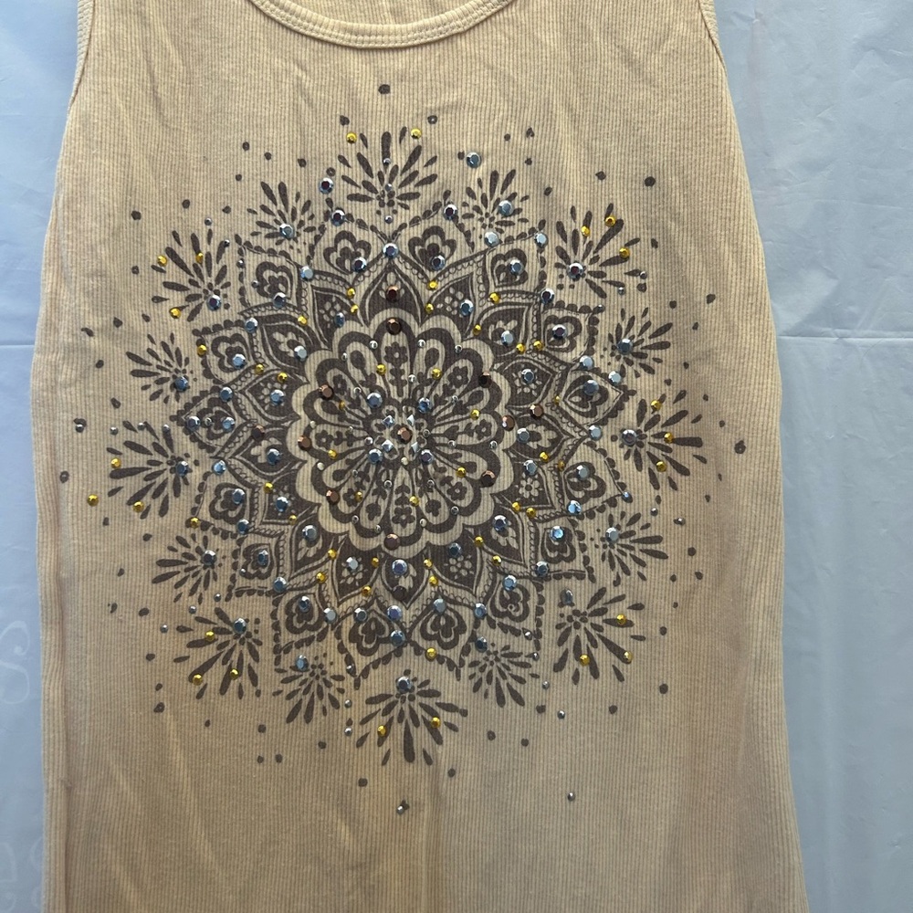 Embellished Beige Tank Top - Picture 3 of 5